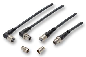 OMRON ELECTRONIC COMPONENTS - XS3F-M422-401-R - 連接電纜 M8 母 90度插頭 4芯 1M